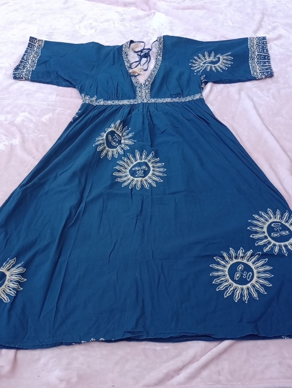 Natalie Martin Teal Sun-print Maxi‎ Dress